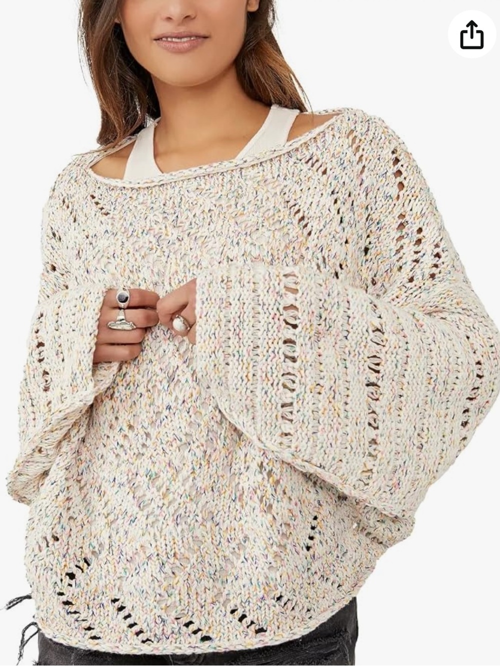 Free People Leilani Knit Beige Pullover Sweater In Cupcake Women's Size S - Picture 1 of 12